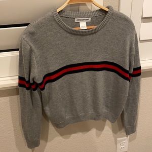 cotton emporium grey sweater with a stripe